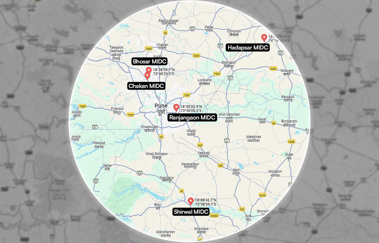 Pune ICD map and business container depot infographic