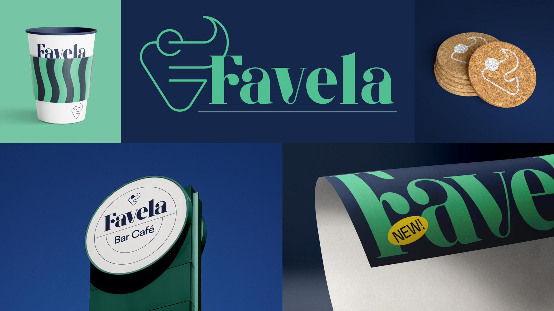 Brand identity design for Favela - a bar and café based on the beaches of Goa